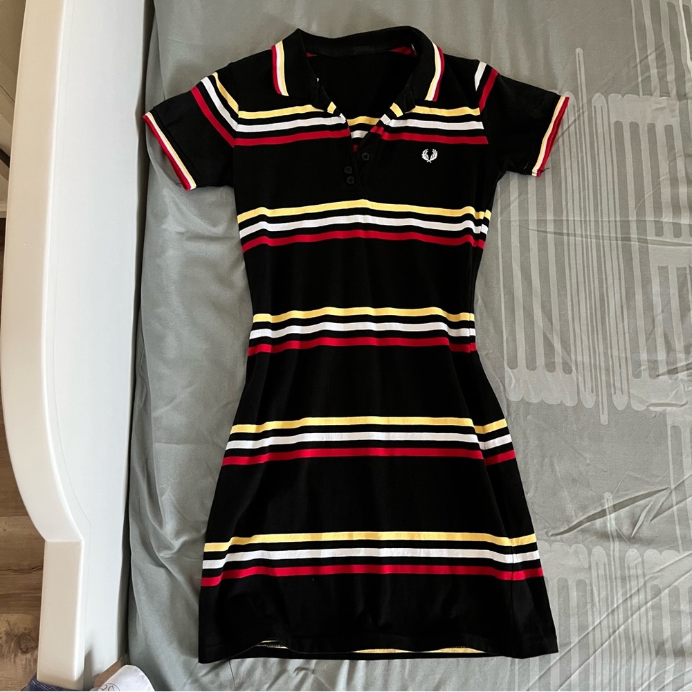Women's Polo Mini Tennis Skater Striped Dress Size XS-S